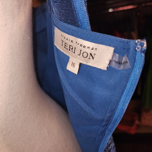 Teri Jon Peacock Blue Size 16 Dress - Picture 5 of 5